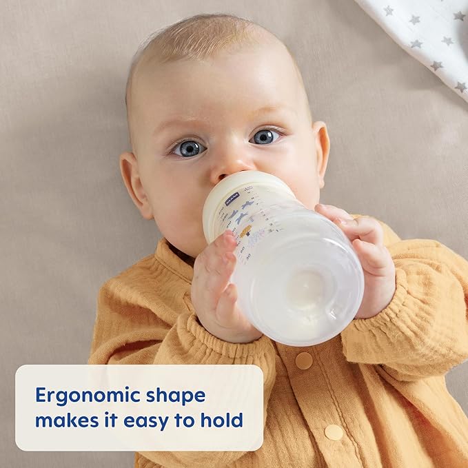 MAM Easy Active Baby Bottles 11oz w/Bonus Fast Flow Skinsoft Silicone Nipple - Wide Neck Ergonomic Design, Easy-Hold BPA-Free Construction, Leak-Proof Caps for 4+ Months, Girl (Pack of 6)