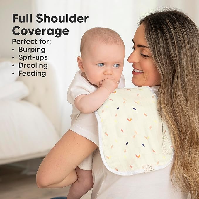 5-Pack Muslin Burp Cloths Baby Boy, Girl - Very Absorbent Baby Burp Cloth Rags, 8-Layers Viscose Derived from Bamboo Cotton Muslin Towel, Super Soft Spit Up Rags, No Shrink Washcloths (Prism)