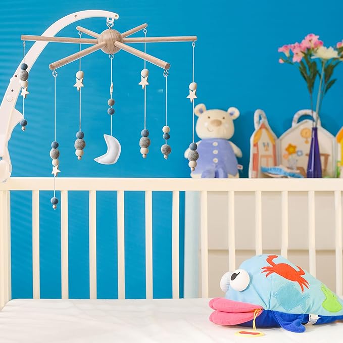 DIY Baby Mobile Kit, Hanging Frame Hanger for Crib, Decorative Natural Wooden Wind Chime Equipment for Infant Boy Girl Home Nursery Bedroom Ceiling Wall Balcony, Craft, Toy Bell Accessories Decor, N