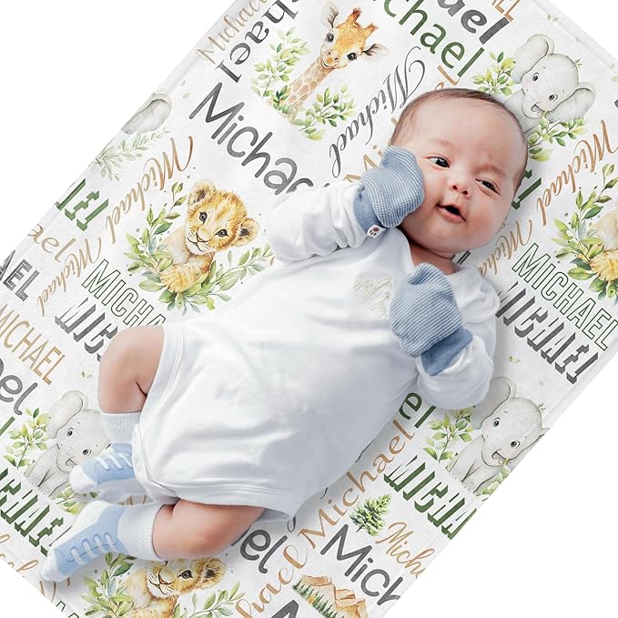Personalized Baby Blanket - Custom With Name for Girls and Boys, Super Soft Plush Fleece, Personalized Gifts for Newborn