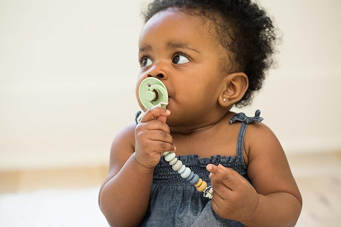 Bella Tunno Pacifier Clip Set – Soft Silicone Pacifier Clip for Infant and Baby Pacifier, Convenient and Lightweight, Non-Toxic and BPA Free Silicone (Soft Neutral)