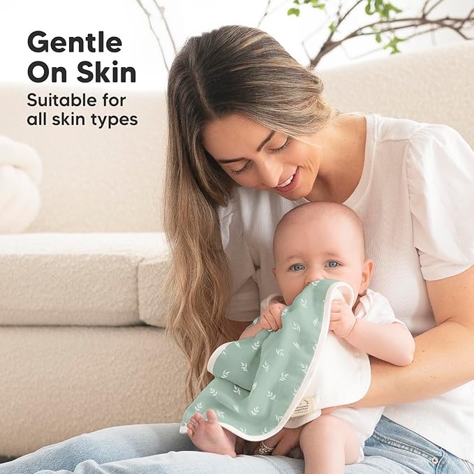 5-Pack Muslin Burp Cloths Baby Boy, Girl - Very Absorbent Baby Burp Cloth Rags, 8-Layers Viscose Derived from Bamboo Cotton Muslin Towel, Super Soft Spit Up Rags, No Shrink Washcloths (Prairie)