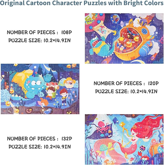 TOI Leveled Puzzles for Kids Aged 5 and Up, Toddler Puzzle Preschool Learning Jigsaw Puzzles, Large Pieces Educational Game for Boys Girls, Classic Education Step 6