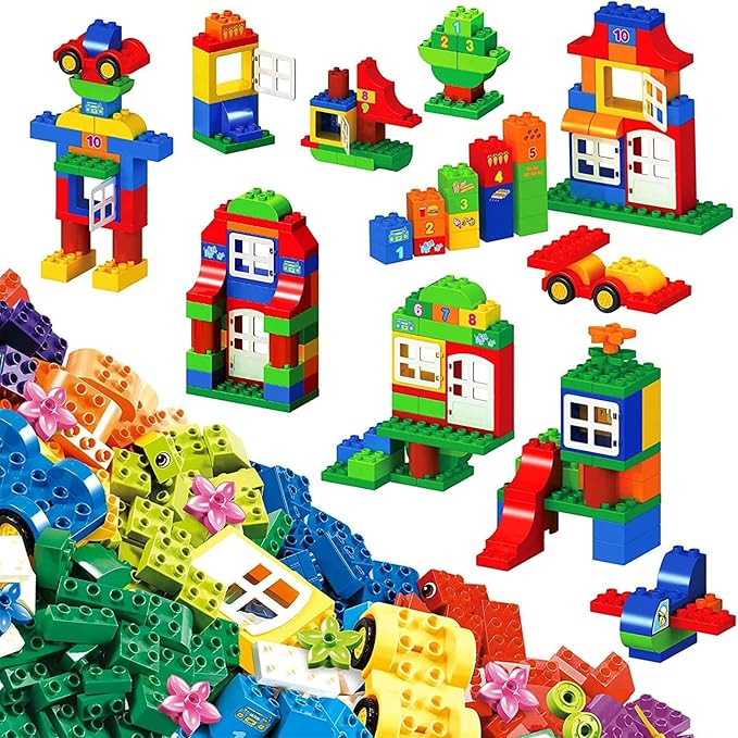 EP EXERCISE N PLAY Large Building Blocks Set Classic Big Size Bricks STEM Educational Toys for Toddlers 1-3 Years Compatible with Major Blocks, Ideal Gift for Pre-School Boy Girl Ages 3+