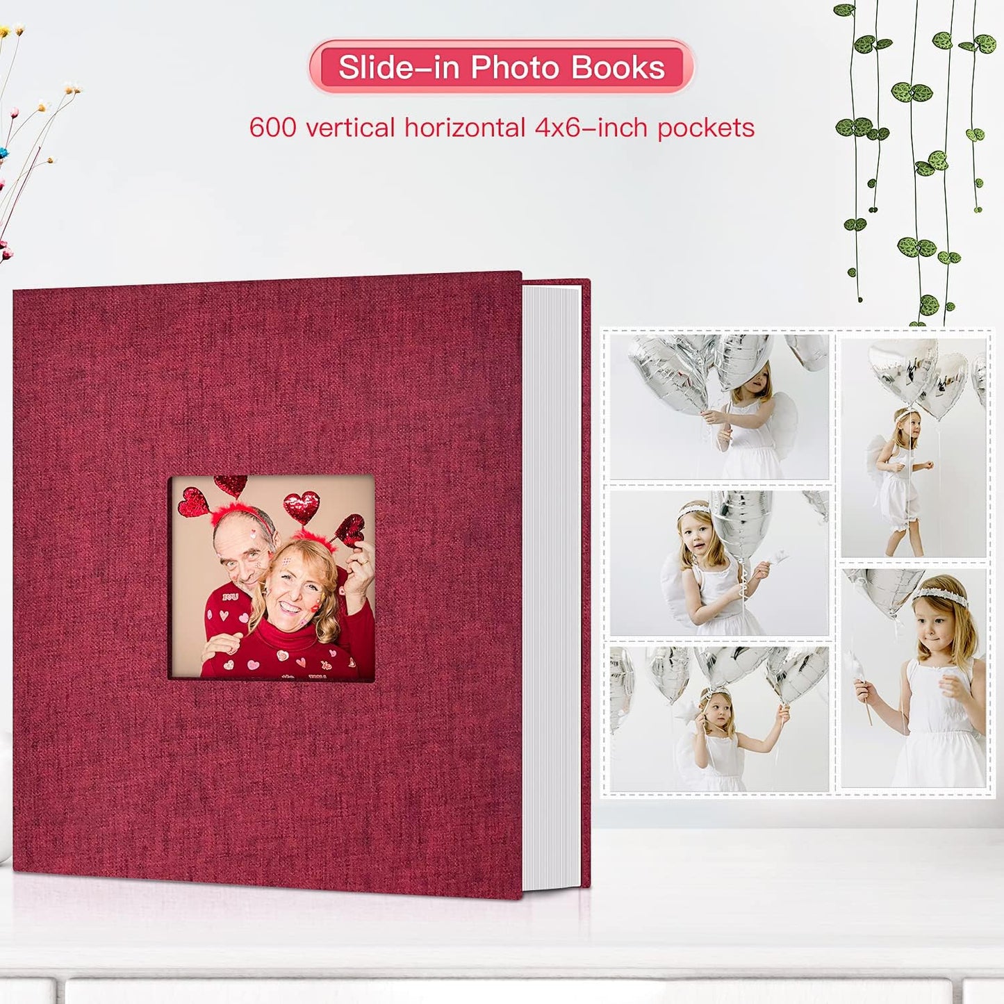 popotop Photo Album 4x6-600 Photos Photo Books with 600 Horizontal and Vertical Pockets,Linen Cover Albums for Family Wedding Anniversary Baby Vacation Pictures