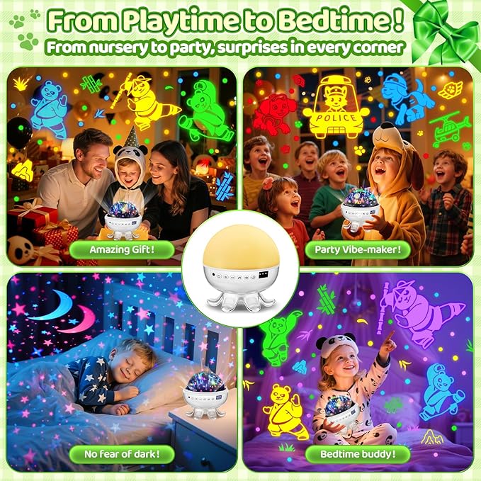 Star Projector for Kids Night Light Projector, 【3 Films+ 30 Sounds】 Lullaby Sound Machine Baby Sound Machine with Light, 【93 Effects+ Remote】 Best Toys for Kids Toys, [3 Brightness+ Timer]