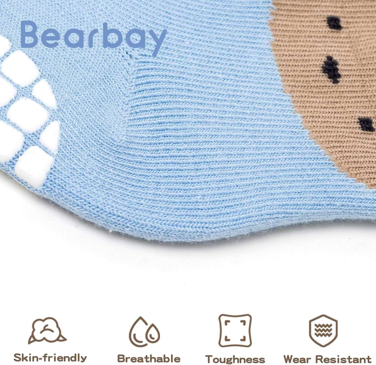 Baby Non Slip Ankle Socks with Grippers for 0 Months-7 Years Old Walking Socks