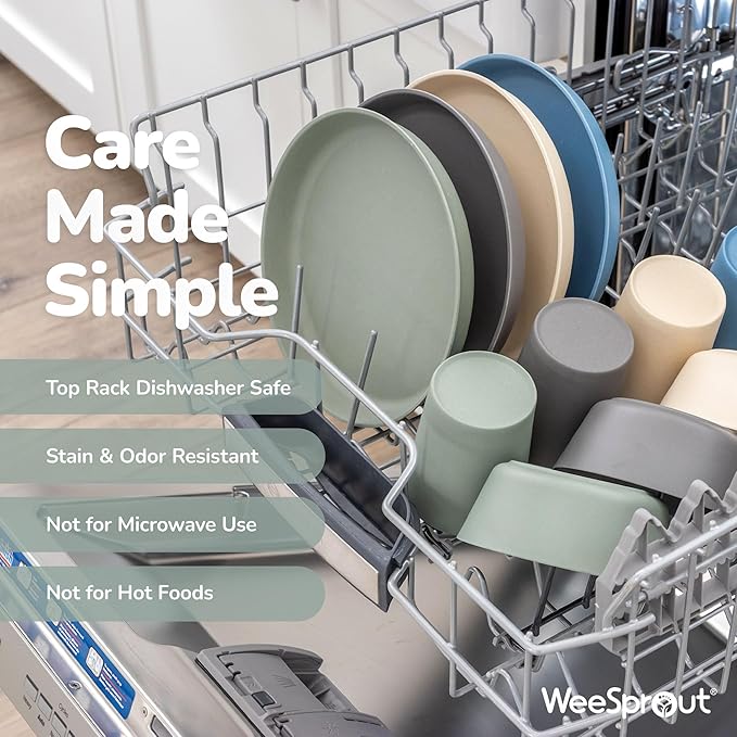 WeeSprout Bamboo Kids Bowls, Set of Four 15 oz Kid-Sized Dinnerware, Cereal, Leftovers & Snack Bowl, Dishwasher Safe (Blue, Green, Gray, & Beige)