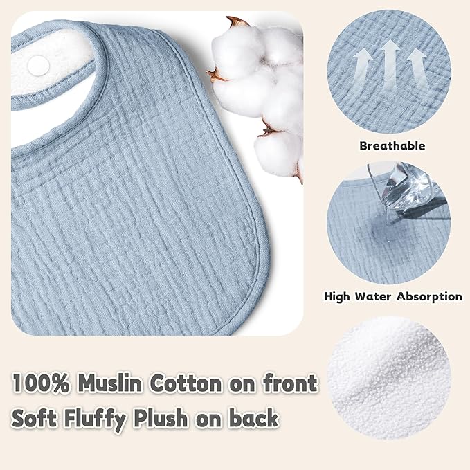 Susurration Muslin Baby Drool Bibs 6Pack Soft Square Adjustable Baby Bandana Bibs for Unisex Girls & Boys