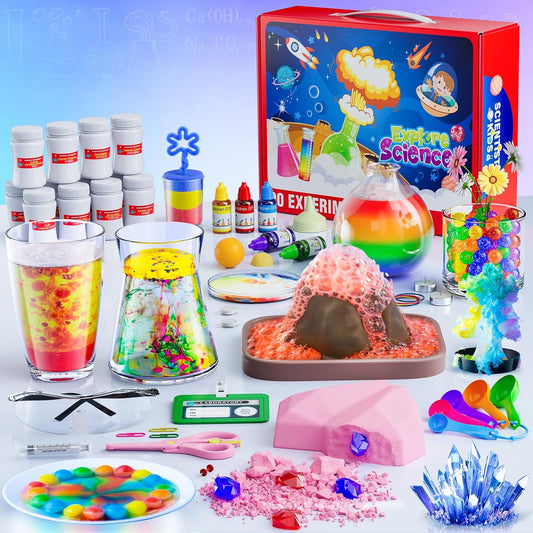 90 Lab Experiments Science Kit for Kids, STEM Activities Educational Scientist Toys Gifts for Age 6-12 Year Old Boys Girls, Chemistry and Physics Set Toys, Volcano Eruption