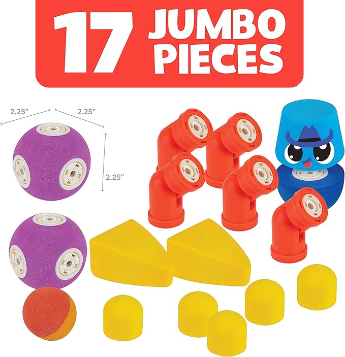 Blockaroo Magnetic Foam Building Blocks - 17-Piece Critter Set, Bath Toys for Toddlers, Preschool Toys, Bathtub Toys, Sensory Toys, Blocks for Toddlers 3-5, Engineering Toys for Kids 3-5, Bath Blocks