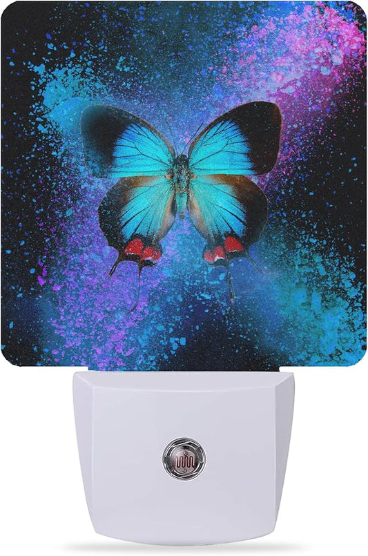 Night Lights Plug into Wall Colorful Blue Butterfly Night Lights Dusk to Dawn Sensor Led Lamp for Women Men,Led Lights for Stairway/Hallway/Bedroom,0.5W