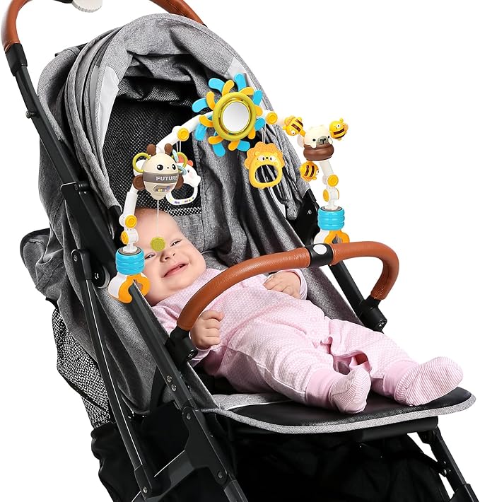 Caterbee Baby Bjorn Bouncer bar Toy, Pram Toy with Activity Travel Arch Bassinet Toys for Toddlers (Blue)