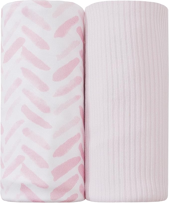 Jersey Swaddle Blanket, Ultra Soft Stretchy Receiving Blanket, Newborn Swaddle Wrap for Boys & Girls, 40 x 30 inches, 2 Pcs, Pink