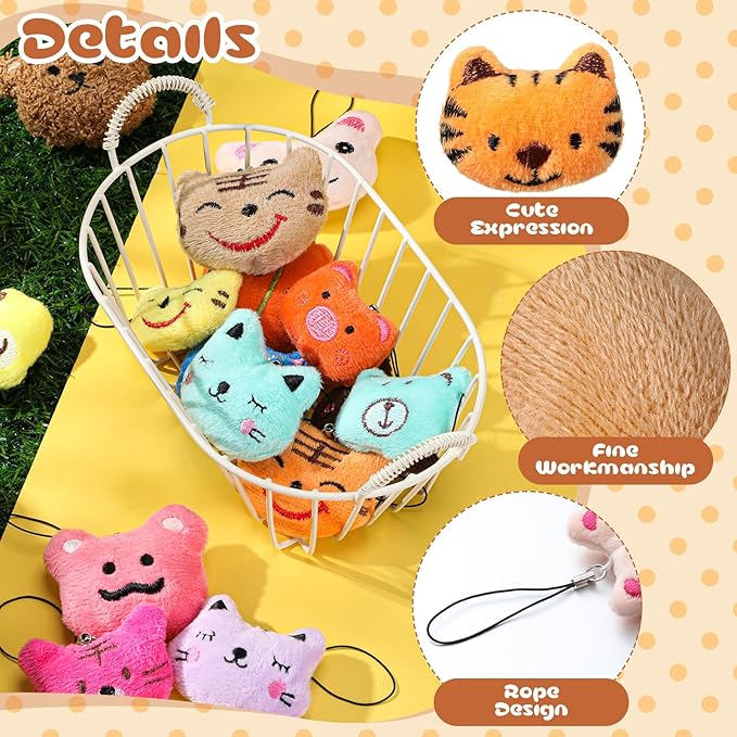 Libima 60 Pcs Mini Stuffed Animals Sea Animal Fruit Plush Keychain Set for Carnival Birthday Classroom Prizes Decoration for Clothes (Cute)