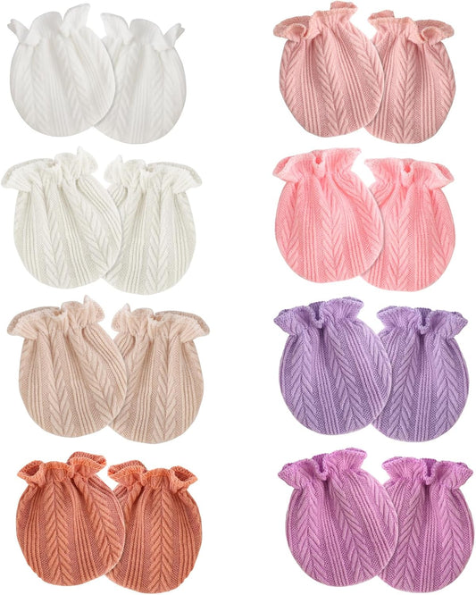 Newborn Baby Mittens No Scratch Cotton Elastic Wrist Gloves Infant Toddler Mittens for Baby Boy Girl 0-6 Months