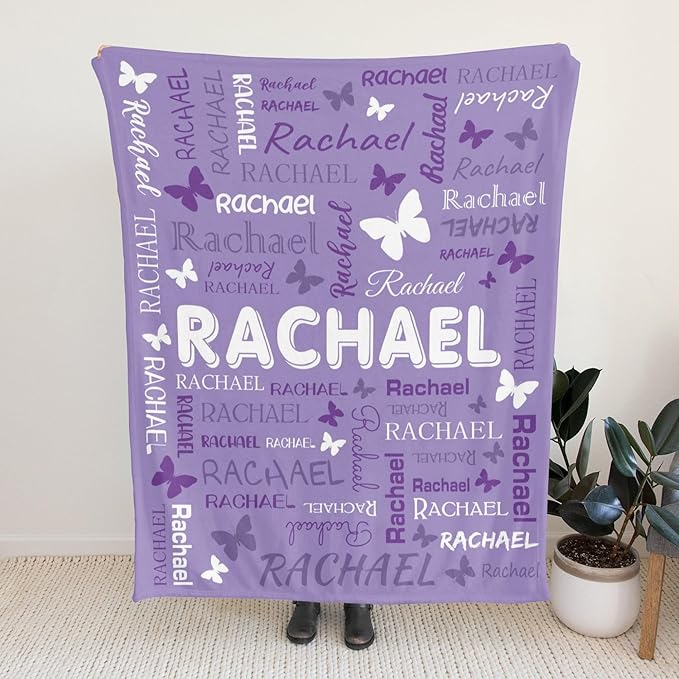 Personalized Throw Blanket with Name Custom Blankets Customized Baby Blanket for Girls Kids Adult Birthday Gift