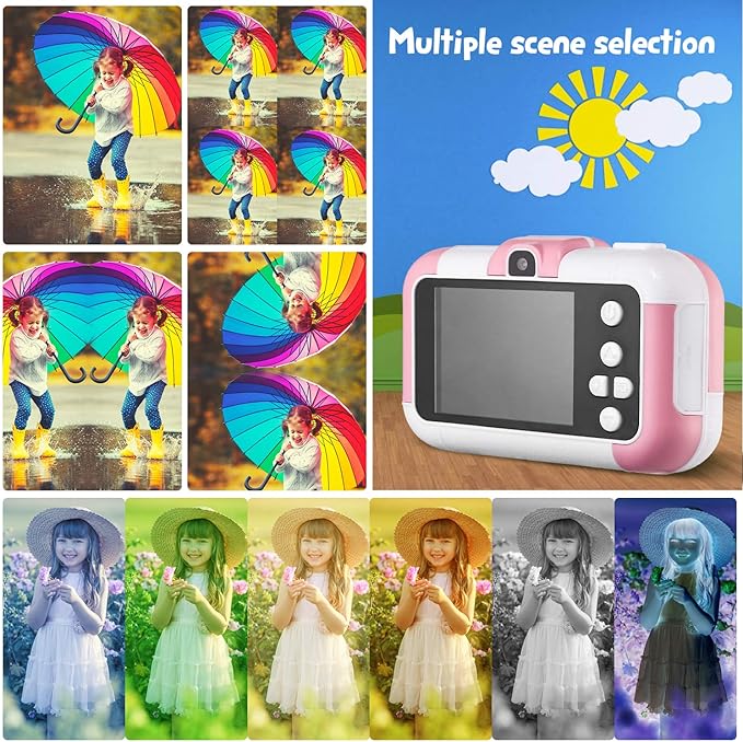 Kids Camera, SUZIYO Children Digital Selfie Video Camcorder 1080P Dual Lens 2.4 Inch HD, Birthday Christmas Electronic Gifts Toys for Age 3-9 Years Old Toddlers Girls Boys with 32G TF Card,Pink