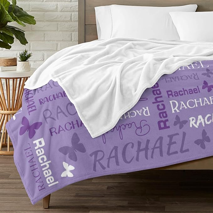 Personalized Throw Blanket with Name Custom Blankets Customized Baby Blanket for Girls Kids Adult Birthday Gift