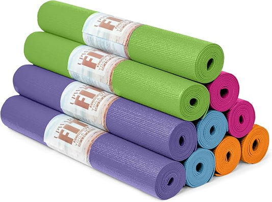 10 Pack Economy Yoga Mat, 68" x 24" Non Slip Exercise Mat, 3mm Thick Gym Mat, Bulk Non Toxic Yoga Mats for Home Workout and Studios
