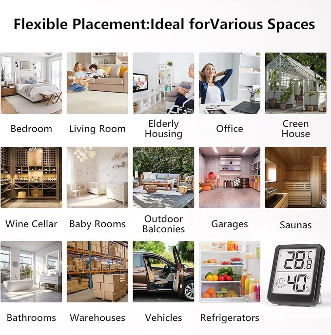 Digital Hygrometer Indoor Thermometer, [Fast Refresh] [Large Comfort Indicator] Home Essentials Room Temperature and Humidity Monitor Meter w/High Accurate Sensor, for Bedroom, Baby Room, Greenhouse