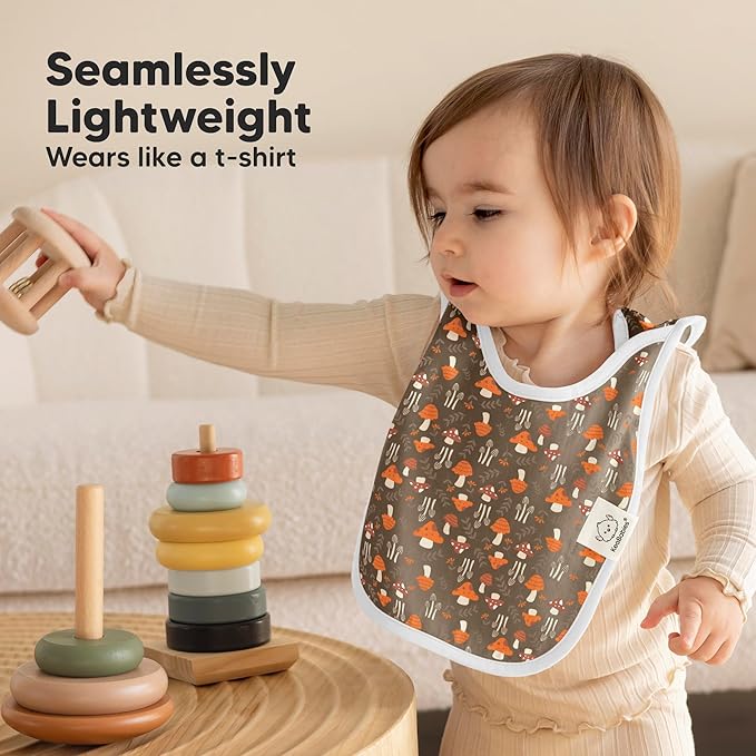 8-Pack Baby Bibs for Boys, Girls - Pullover Bibs for Drooling Teething Baby Girl & Boy Toddler, Newborn, Soft & Absorbent, Cute Colors, Large Torso Coverage Keep Infant Clean & Dry (Fall Spores)