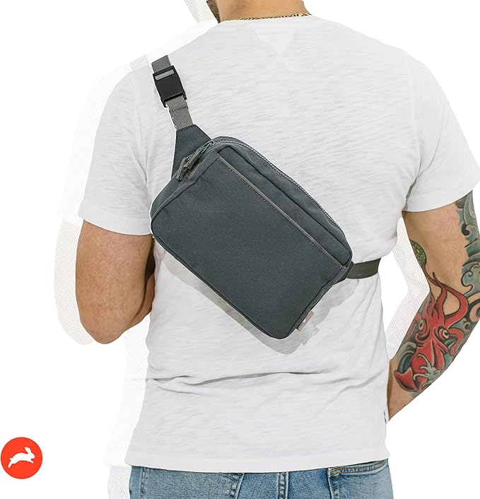 Red Rovr Everyday Joey Belt Bag | Organization & Zipper pockets |Adjustable Strap for All Ages (Charcoal)