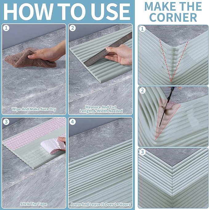 MABOZOO 8'' Extra Wide Seat Edge Cushion, 13.1 FT Length Foam Fireplace Cushion Soft Hearth Guard Bumper Pad Child Proof Padding Hearth Pad Edge Protector, Fireplace Baby Proofing for Baby (Gray)