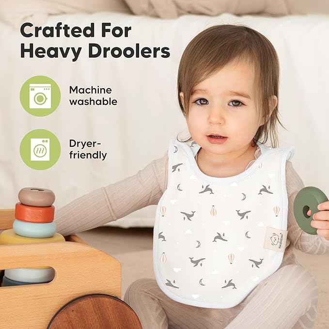 8-Pack Baby Bibs for Boys, Girls - Pullover Bibs for Drooling Teething Baby Girl & Boy Toddler, Newborn, Soft & Absorbent, Cute Colors, Large Torso Coverage Keep Infant Clean & Dry (Marine Muse)