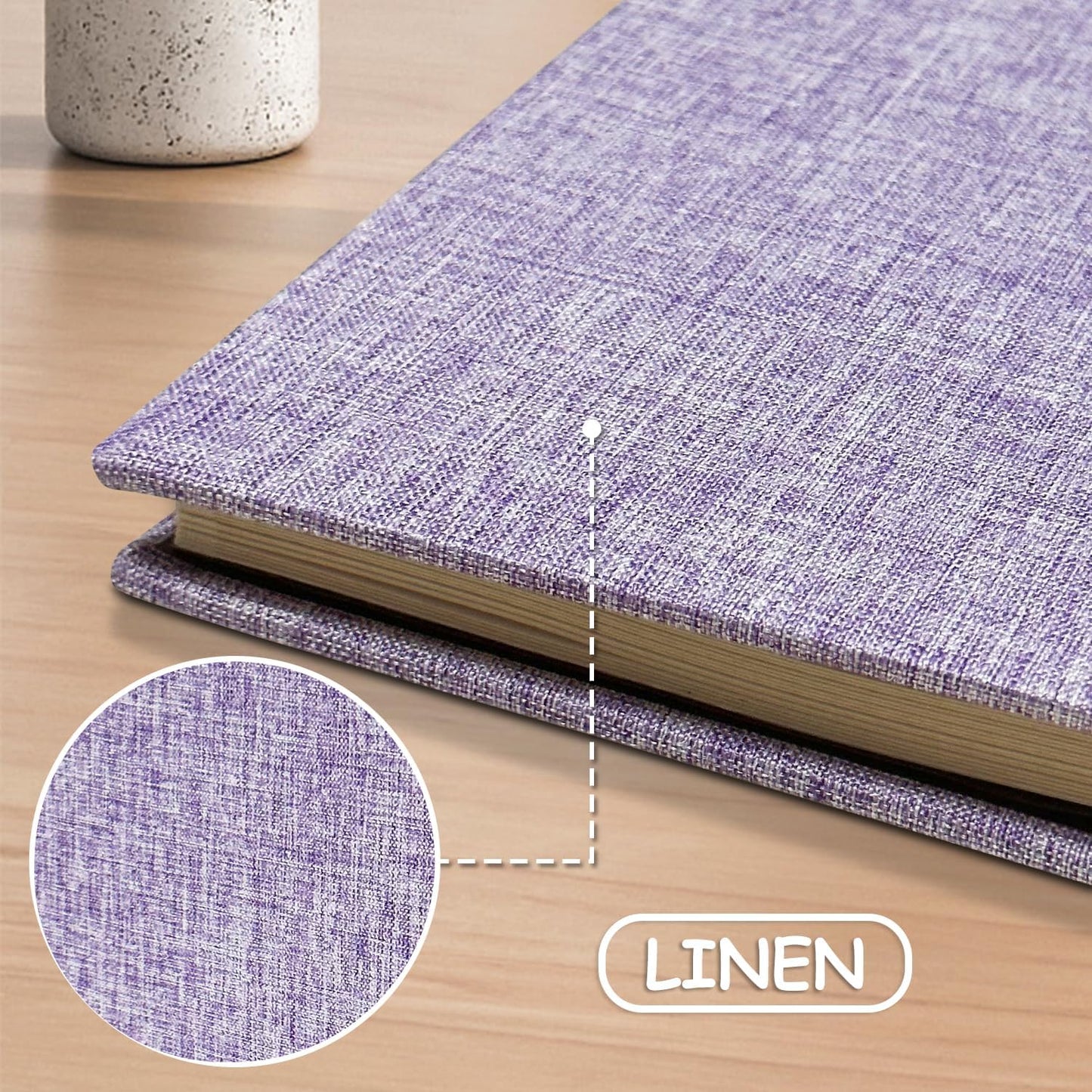 Large Photo Album Self Adhesive Scrapbook Album for 4×6 5×7 8×10 Pictures DIY Magnetic Linen Cover Album 40 Pages for Family Wedding Gifts with Metal Pen and Plastic Board, Light Purple