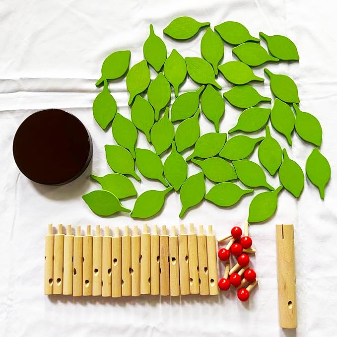 Early Childhood Building Blocks Wooden Assembling Tree Combination Boys and Girls DIY Disassembly Puzzles Educational Toys Home Office Decoration (Green)-3 Yrs+