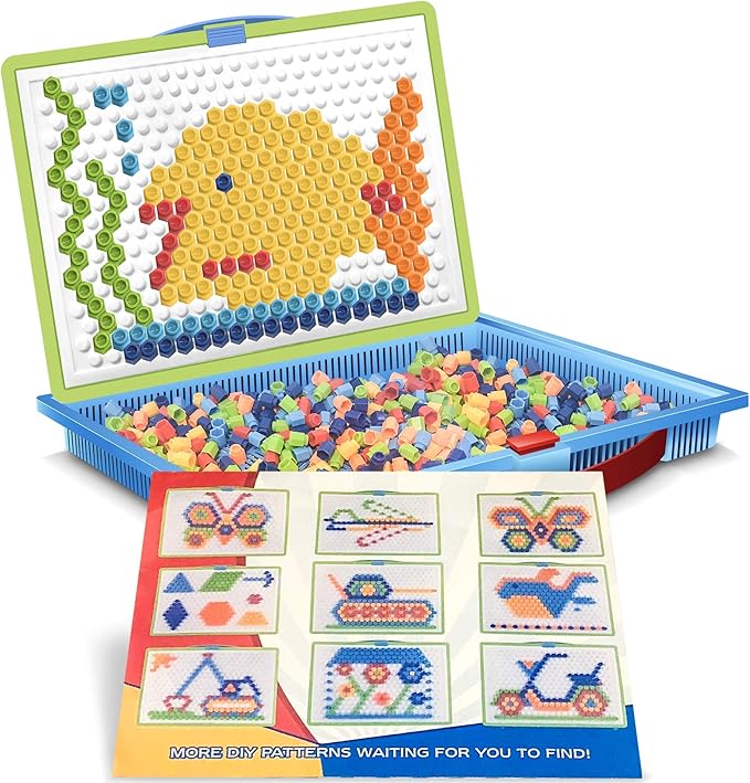 ArtCreativity Mushroom Peg Puzzle for Kids with 10-Challenges - Fun Brain Teaser for Children - Arts and Crafts Creative Educational Learning Toy - Gift Idea for Boys and Girls