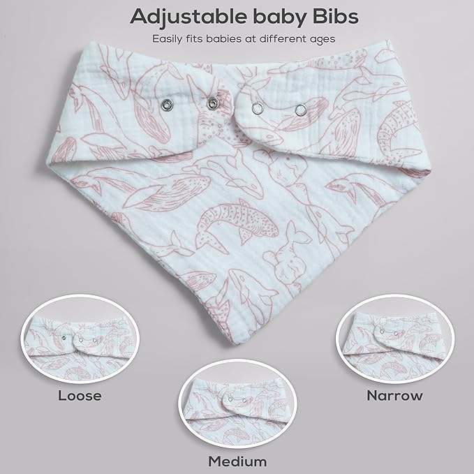 Muslin Baby bibs for drooling and teething, 100% cotton, Bibs for baby girl, Muslin bibs for boys (8 Pack)
