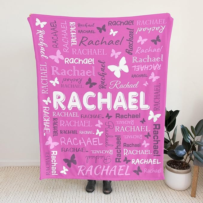 Personalized Throw Blanket with Name Custom Blankets Customized Baby Blanket for Girls Kids Adult Birthday Gift