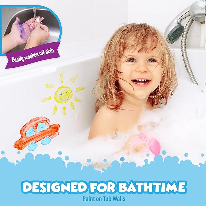 Tub Works® Bath Paint Soap Bath Toy, Fun Colors 6 Pack | Non-Toxic | Washable Bathtub Paint for Finger Painting on Tub Walls | Ideal Toddler Bath Toys for Creative Play | Easy to Clean, Fun Paint Soap