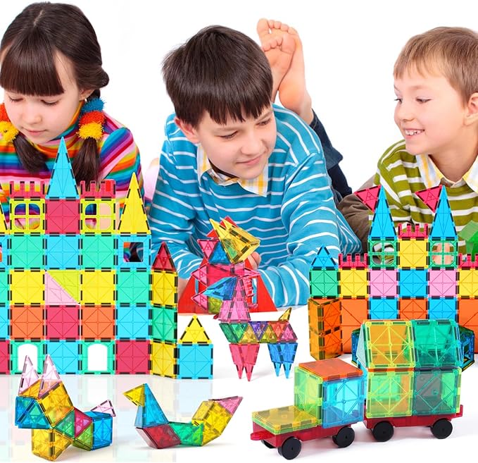 Jasonwell 108PCS Magnetic Tiles Building Blocks Set for Boys Girls Preschool Educational Magnet Construction Kit Stacking STEM Toys Christmas Birthday Gifts for Kids Toddlers 3 4 5 6 7 8 9 + Year Old