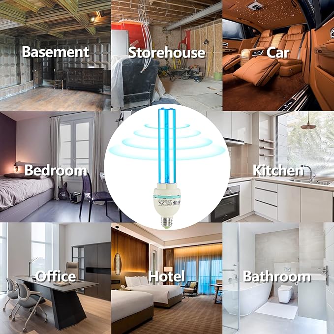 36 Watts UVC Light Bulb, UV Lamp for Basement/Storehouse/Car, E26 110V CTUV-36 (Ozone Free)