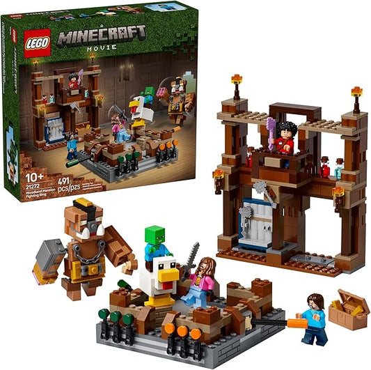 LEGO Minecraft Woodland Mansion Fighting Ring - Building Toy for Kids Age 10+ - Includes Steve, Garrett, & Henry Minecraft Figures, Plus a Chicken Jockey & More - Birthday Gift Idea for Fans - 21272