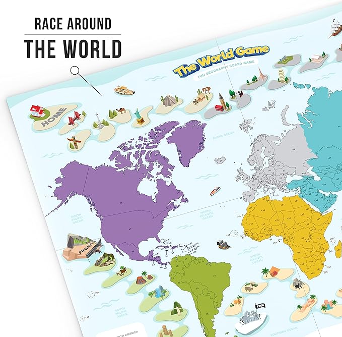 The World Game - Fun Geography Board Game - Educational Game for Kids & Adults - Cool Learning Gift Idea for Teenage Boys & Girls, 2-5 Players
