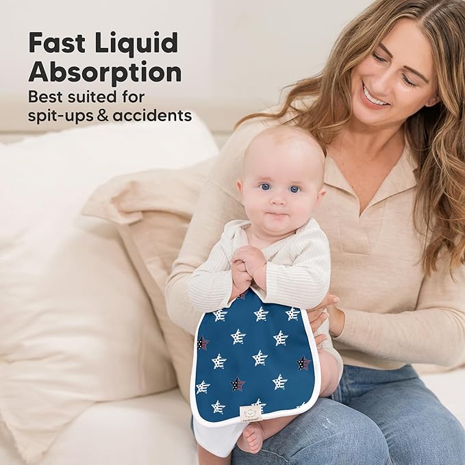 Organic Burp Cloths Baby Boy & Girl - 5-Pack Super Absorbent Cotton Burping Cloths for Babies, Soft & Plush Newborn Spit Up Rags, Infant Towels for Milk Spit Up, Unisex, Large 21" x 10" (Eclipse)