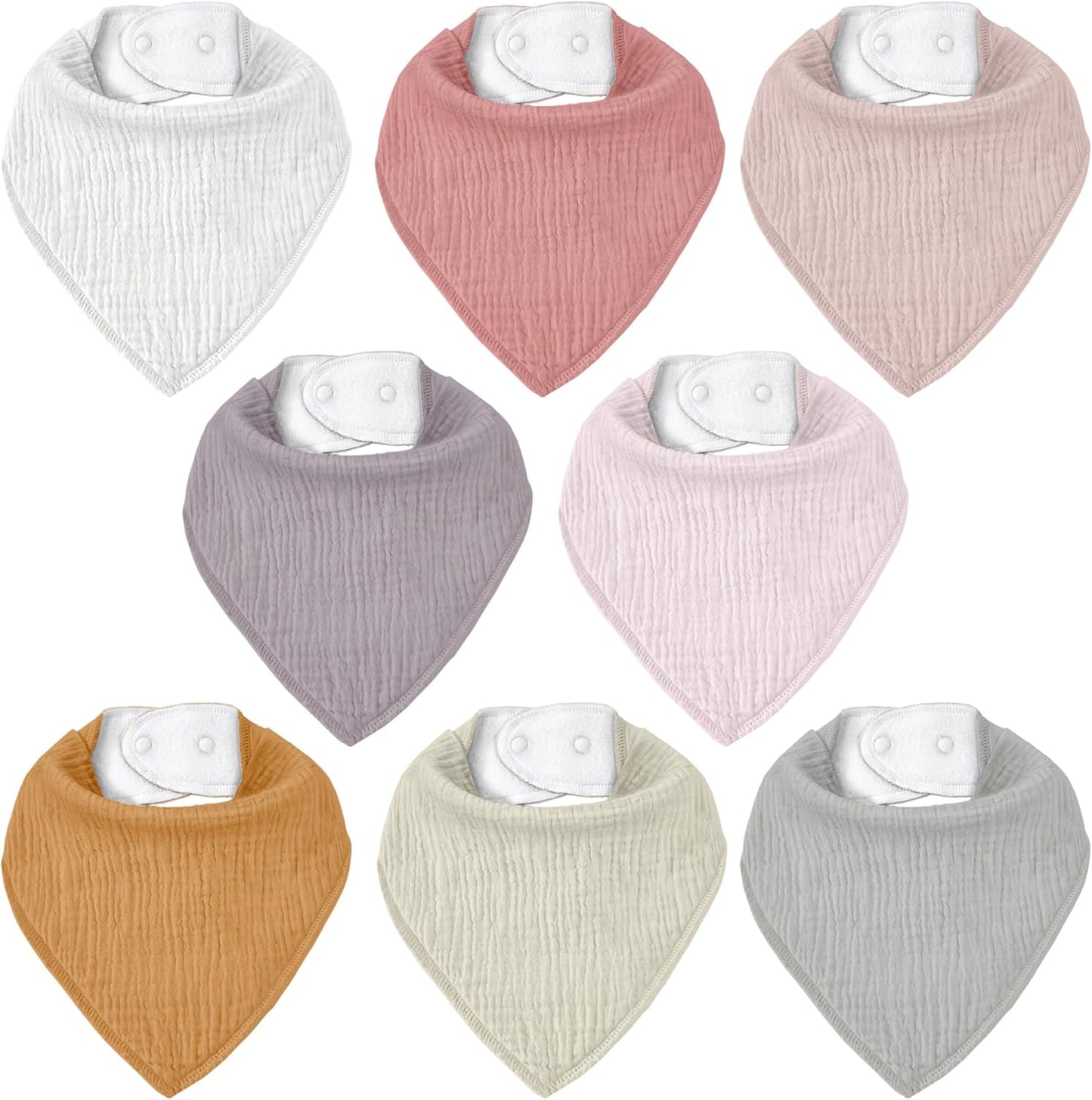 Muslin Baby Bibs 8 Pack, Baby Bandana Drool Bib for Drooling and Teething, Cotton Soft Absorbent for Girls Boys