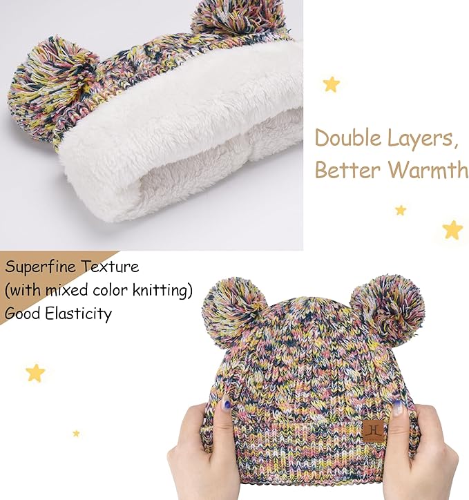 Kids Toddlers Winter Beanie Hats Gloves Neck Scarf Set Mittens Gifts for 0 6 12 Months 1 2 3 4-8 Year Old Baby Girls Boys