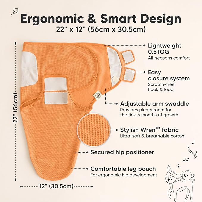 3-Pack Organic Swaddles for Newborns, Baby Sleep Sacks 0-3 Months - Baby Swaddle Wrap, Newborn Wearable Blanket, Infant Sleep Sack for Girls, Boys, Soft & Snug, Large Hook & Loop Closure (Valiant)