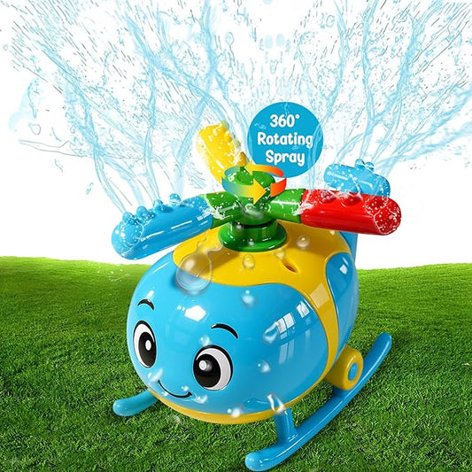 Sprinkler for Kids Outdoor Water Toys, Helicopter Kids Sprinkler Toys, Water Powered for Yard, Lawn & Garden – Water Play for Summer Outside Fun for Girls Boys Ages 3-12, Ideal Birthday