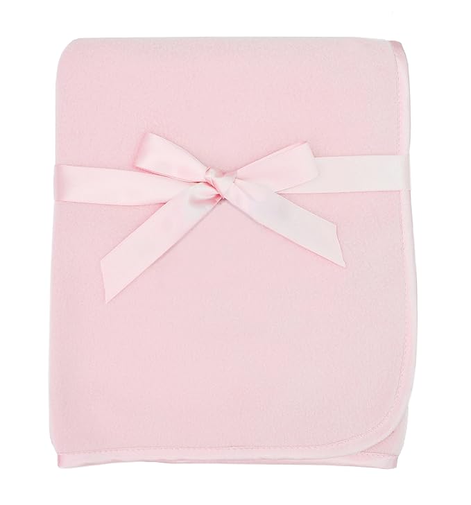 American Baby Company Fleece Blanket with Silk-Like Satin Trim, Soft, Warm & Cozy, Pink, 30" x 30" for Boys and Girls, Perfect for Baby Carrier, Stroller, Travel and Gifting