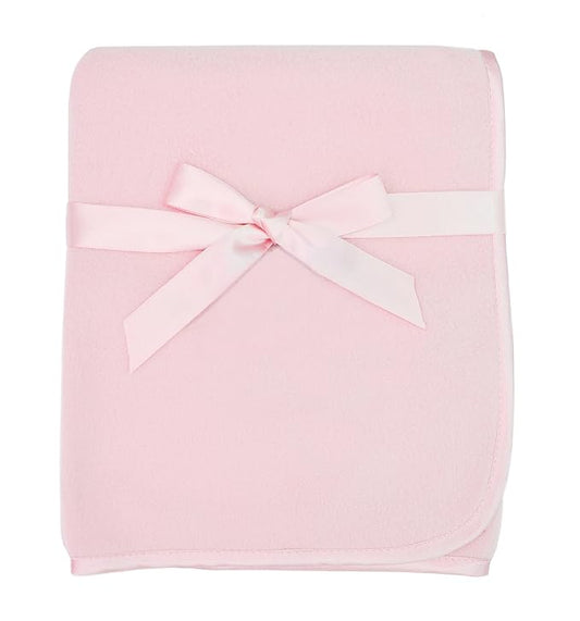 American Baby Company Fleece Blanket with Silk-Like Satin Trim, Soft, Warm & Cozy, Pink, 30" x 30" for Boys and Girls, Perfect for Baby Carrier, Stroller, Travel and Gifting