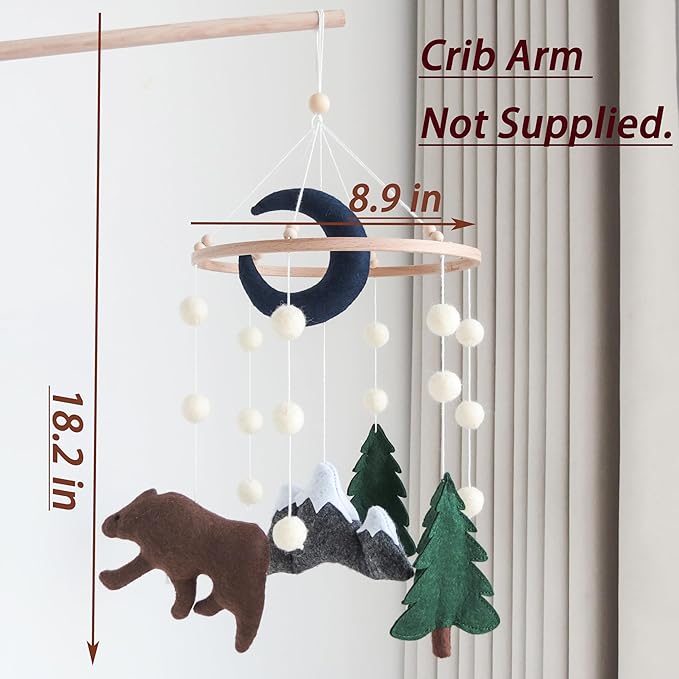 Woodland Mobile for Crib Bear Baby Mobile for Crib Woodland Crib Mobile for Boys Girls Forest Baby Nursery Mobile for Bassinet