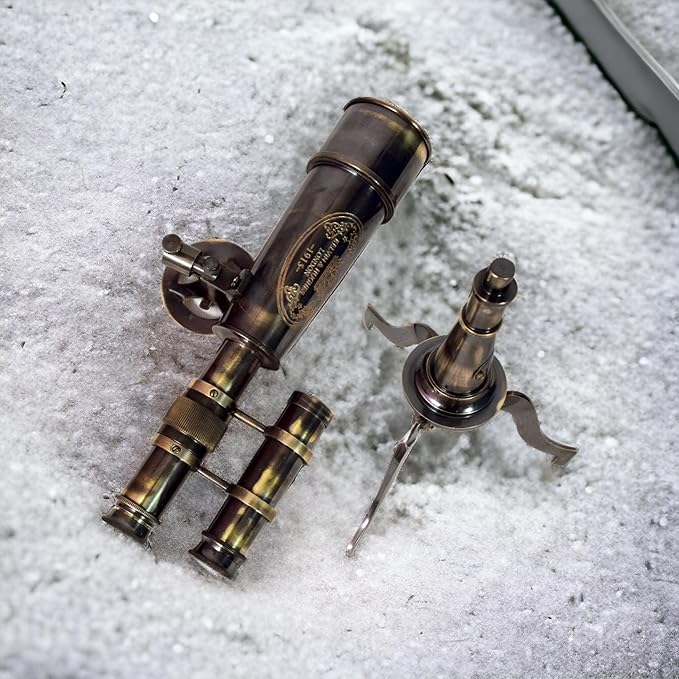 Vintage Brass Telescope on Tripod Stand DF Lens Antique Telescope Royal Spyglass Nautical Beautiful On Brass Tripod Stand (Black Antique)