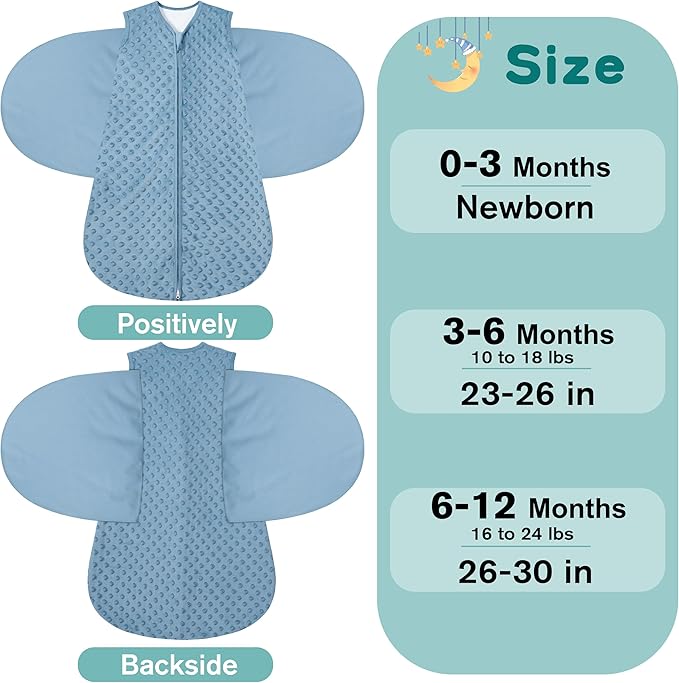 Fleece Newborn Sleep Sack Baby Swaddle,3-Way Adjustable Wearable Blanket,2 Pack Fleece Swaddling Sleeping Bag TOG 2.0， (Brown & Dark Green, 3-6 Months)