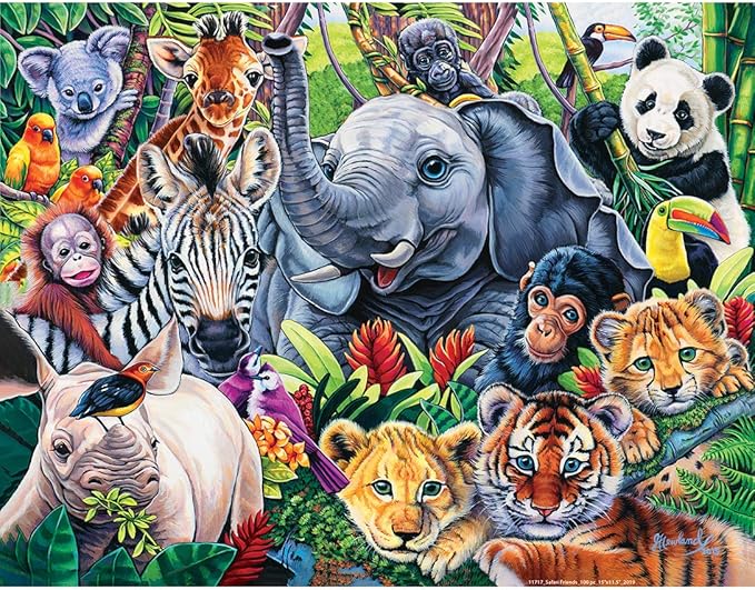 MasterPieces Safari Friends 100 Piece Kids Jigsaw Puzzle - Wildlife Adventure - 11.5"x15"